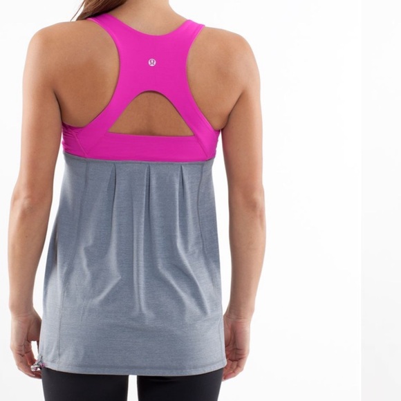 Lululemon Run: Your Heart Out Tank-Paris Pink/Heathered Blurred Grey-Size 6 - Picture 4 of 12